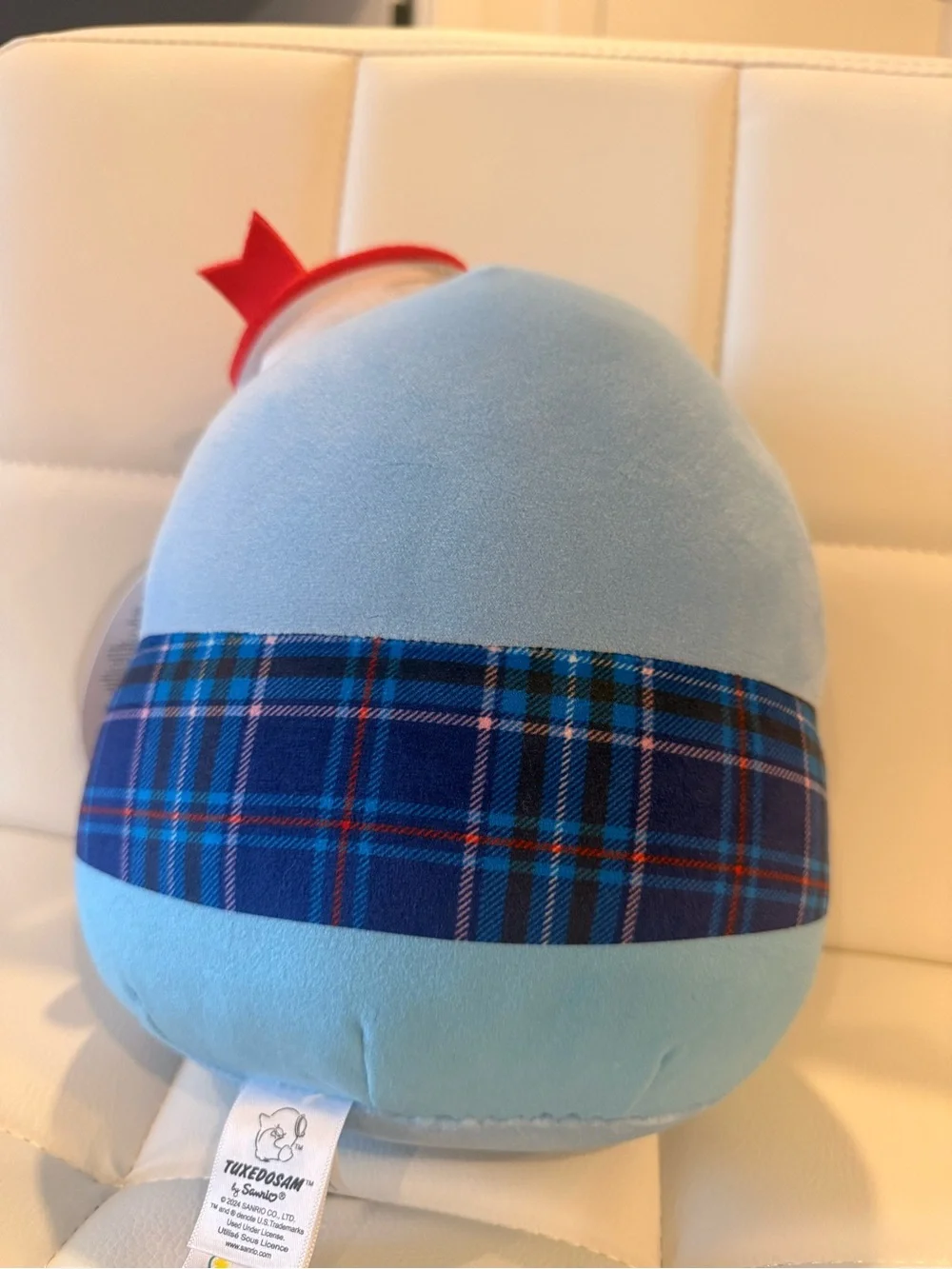 Squishmallows Light Blue Plush Bird with Yellow Beak and Red Bow